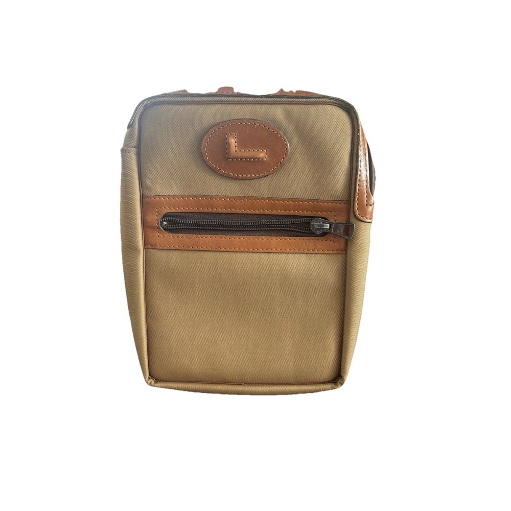 Lancel Paris Unisex‎ Tan Nylon Clutch Travel Bag Vintage Rare
